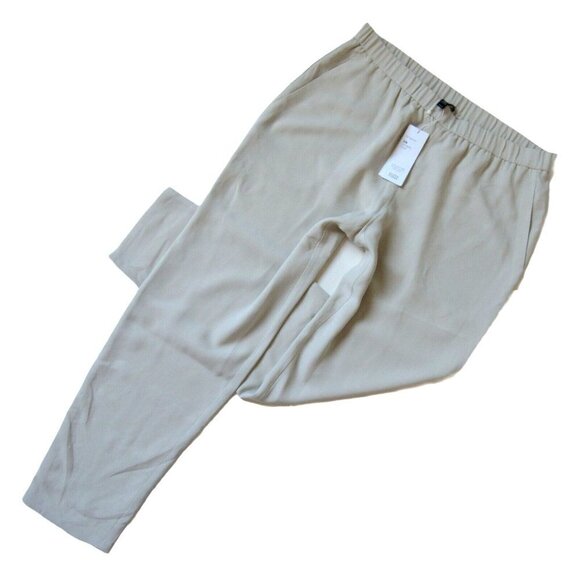 NWT Eileen Fisher Slouchy Ankle in Bone Silk Georgette Pull-on Crop Pants 1X